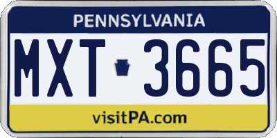 PA license plate MXT3665