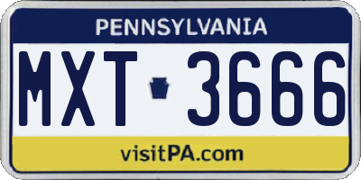 PA license plate MXT3666