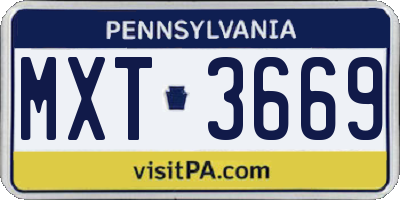 PA license plate MXT3669