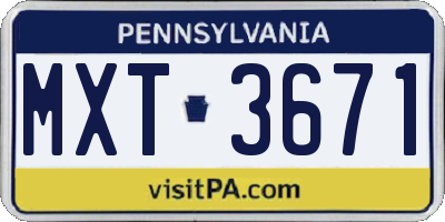 PA license plate MXT3671