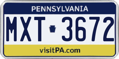 PA license plate MXT3672