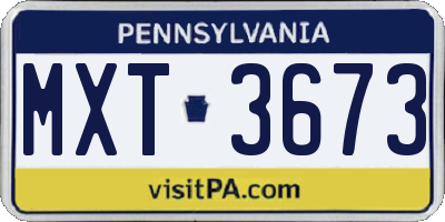 PA license plate MXT3673