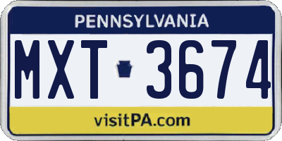 PA license plate MXT3674