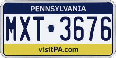 PA license plate MXT3676