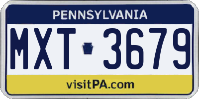 PA license plate MXT3679