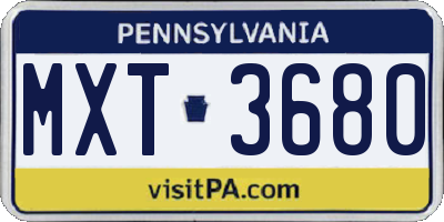 PA license plate MXT3680