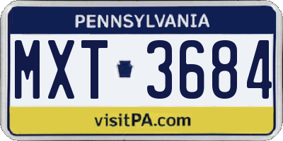 PA license plate MXT3684