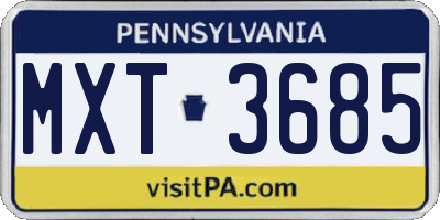 PA license plate MXT3685