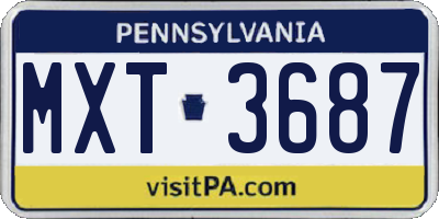 PA license plate MXT3687
