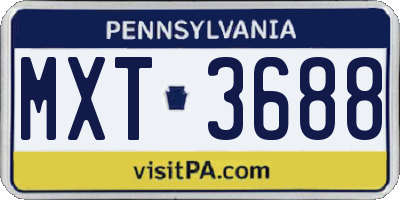 PA license plate MXT3688