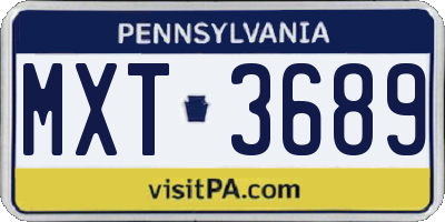 PA license plate MXT3689