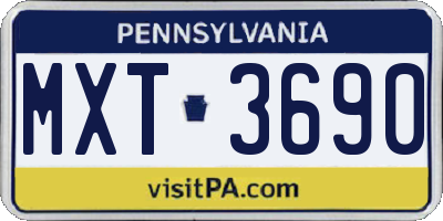 PA license plate MXT3690