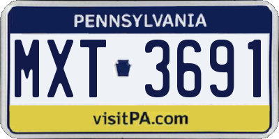 PA license plate MXT3691