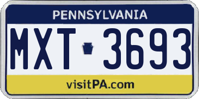 PA license plate MXT3693