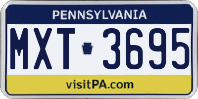 PA license plate MXT3695