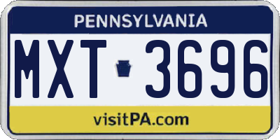 PA license plate MXT3696