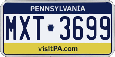PA license plate MXT3699