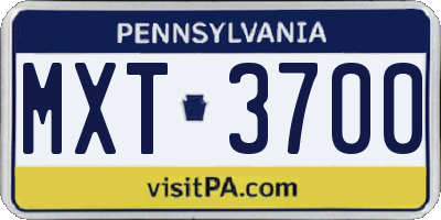 PA license plate MXT3700