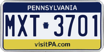 PA license plate MXT3701