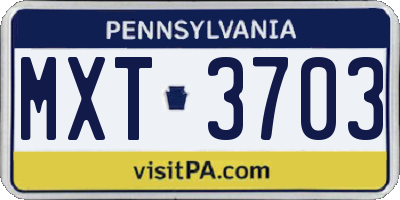 PA license plate MXT3703