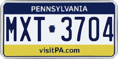 PA license plate MXT3704