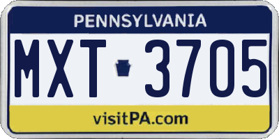 PA license plate MXT3705