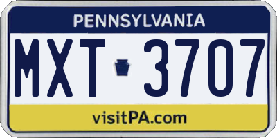 PA license plate MXT3707