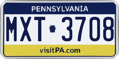 PA license plate MXT3708