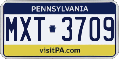 PA license plate MXT3709