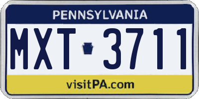 PA license plate MXT3711