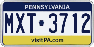 PA license plate MXT3712