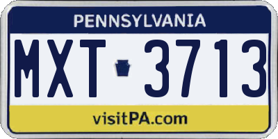 PA license plate MXT3713