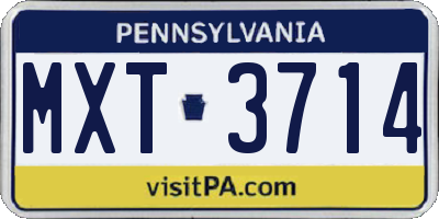 PA license plate MXT3714