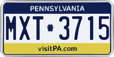 PA license plate MXT3715