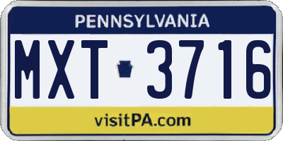 PA license plate MXT3716