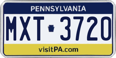 PA license plate MXT3720