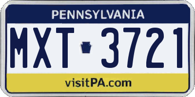 PA license plate MXT3721