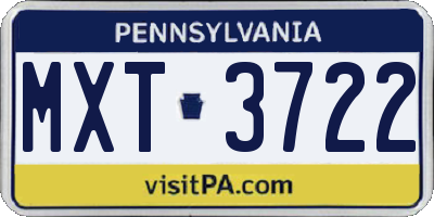 PA license plate MXT3722