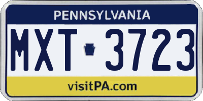 PA license plate MXT3723