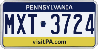 PA license plate MXT3724