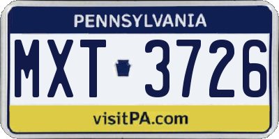 PA license plate MXT3726