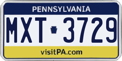 PA license plate MXT3729