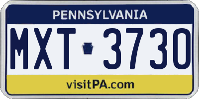 PA license plate MXT3730