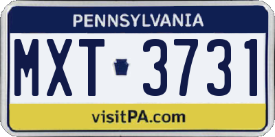 PA license plate MXT3731