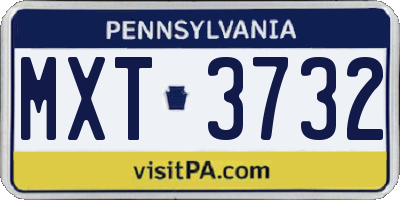 PA license plate MXT3732