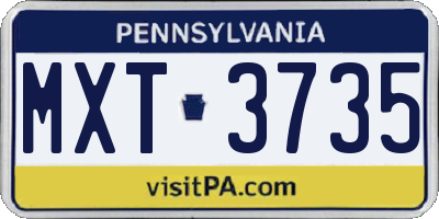 PA license plate MXT3735