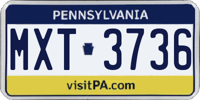 PA license plate MXT3736