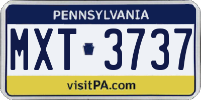 PA license plate MXT3737