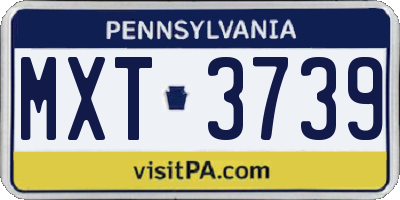 PA license plate MXT3739