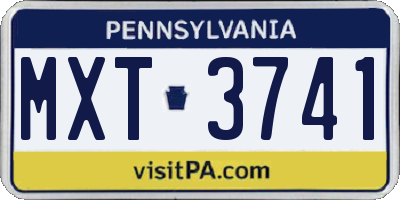 PA license plate MXT3741